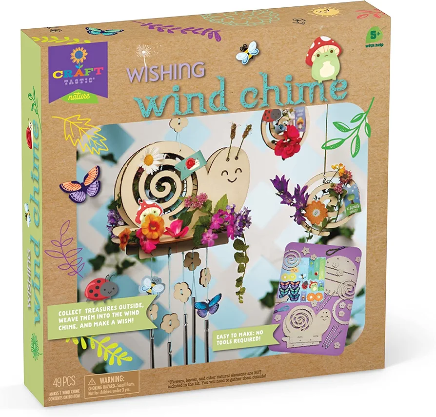 Craft-tastic – Nature Wishing Wind Chime – DIY Craft Outdoor Chime – No Tools Needed – for Ages 5+