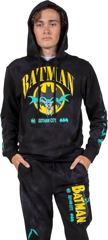 Bioworld Batman Gotham City Black Wash Men's Hoodie & Jogger Set