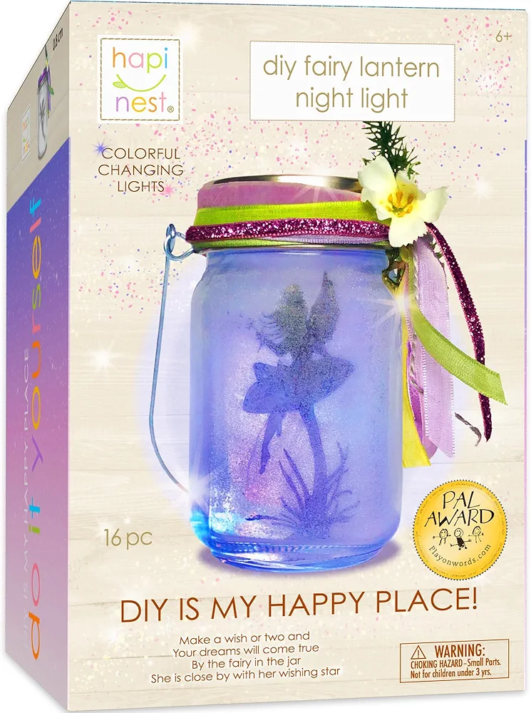 Hapinest DIY Fairy Lantern Night Light Kit - Arts and Crafts Gift for Girls Ages 6 7 8 9 10 Years and Up