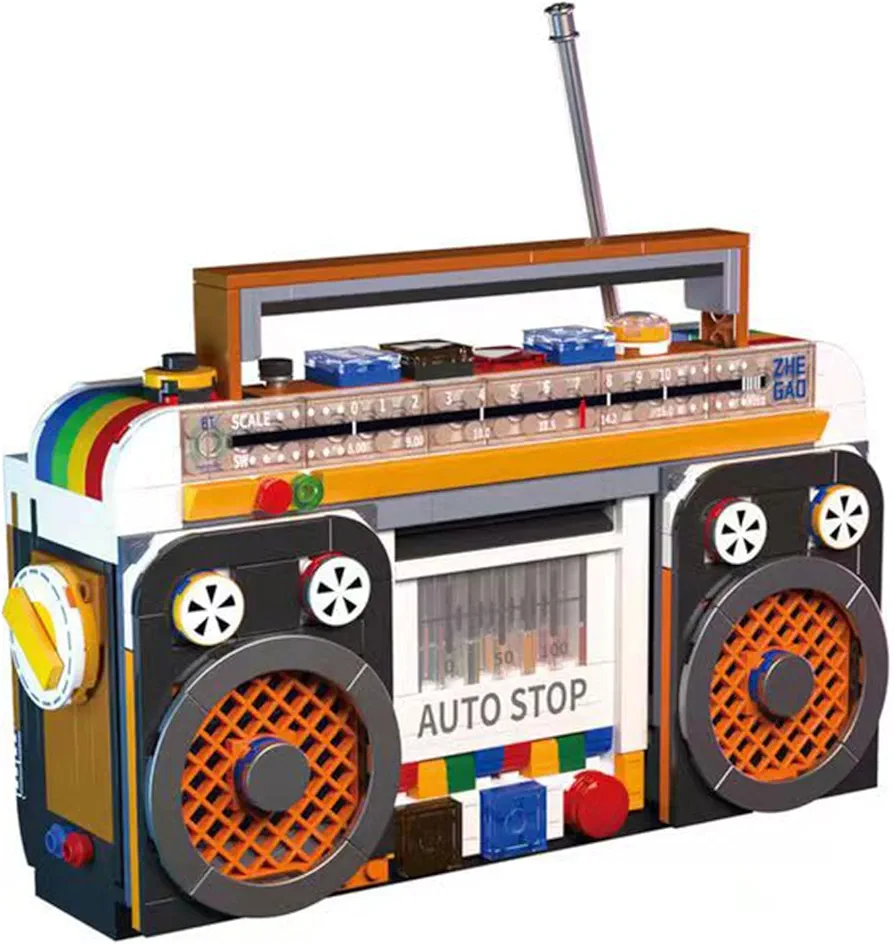 Retro Radio Recorder Mini Building Blocks Brick Kits, Classic Retro Series, Collectible Radio Model Building Toys Set, Gift for Adults, Teens (554 Pieces)