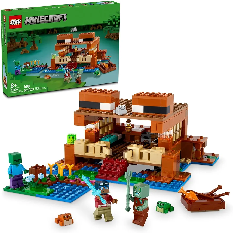 LEGO Minecraft The Frog House Building Toy for Kids, Minecraft Toy featuring Animals, a Toy Boat and Minecraft Mob Figures, Gaming Gift for Girls and Boys Ages 8 and Up, 21256