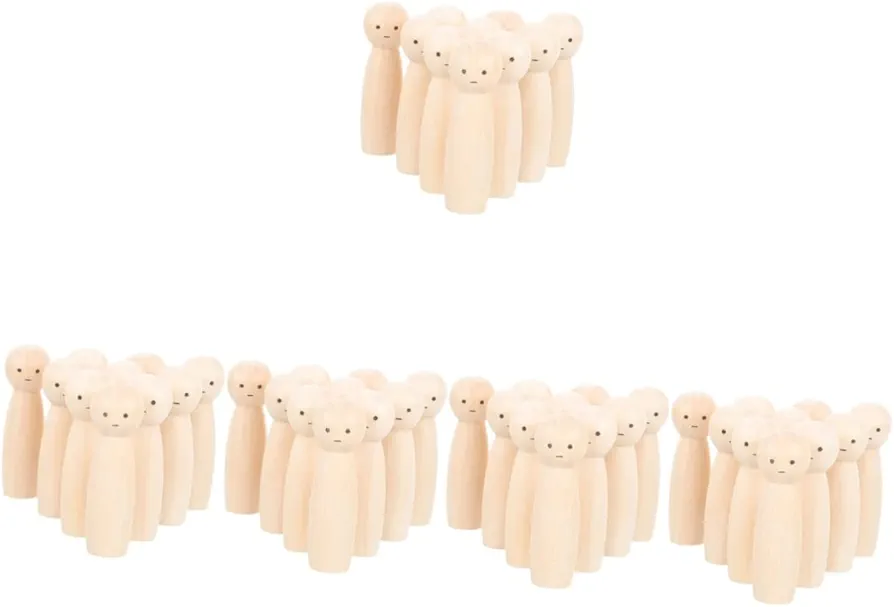 50 Pcs DIY Doll DIY Wood Craft Unfinished Peg People Unpainted Wooden Peg Dolls DIY Unfinished Wooden Peg Dolls Wooden Doll DIY Graffiti Dolls Toys Kids Art Crafts Supplies