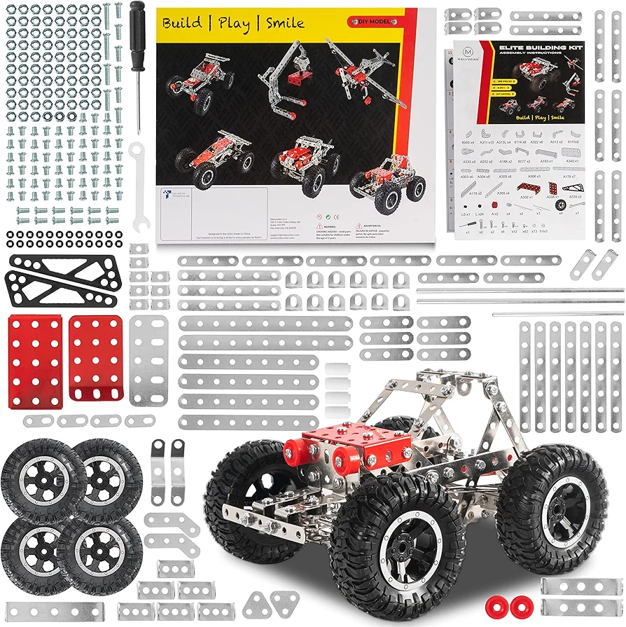 Erector Set for Boys - Girls | Metal Model Kits for Adults Teens and Advanced Kids Stem Toys | Build A Car Plane or Excavator | Educational Toys | Engineering Toys | Building Kit