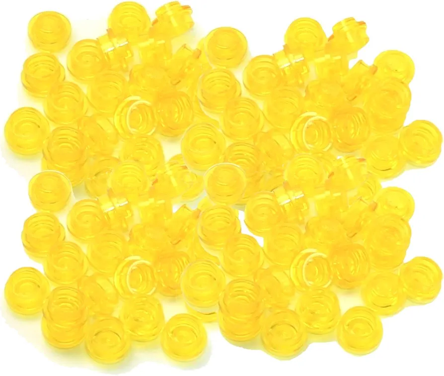 Lego Parts: 100 Round Transparent Yellow Plates 1x1