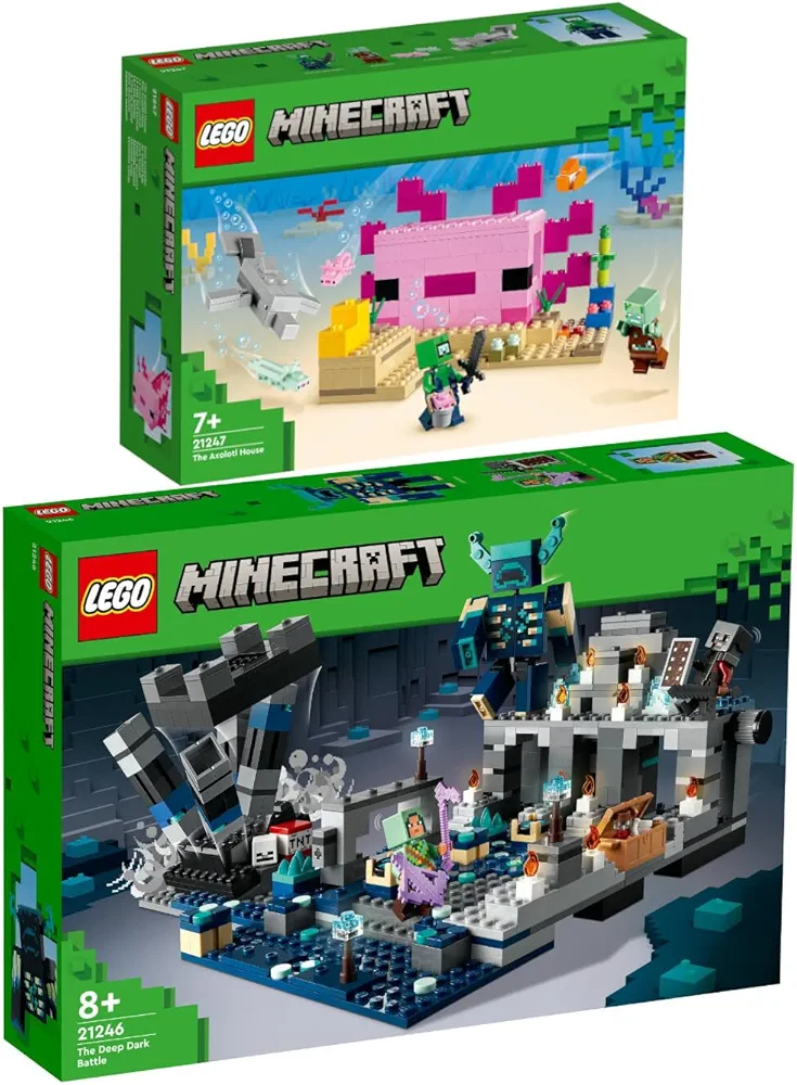 Lego Minecraft 21247 The Axolotl House & 21246 The Duel in Darkness Set of 2