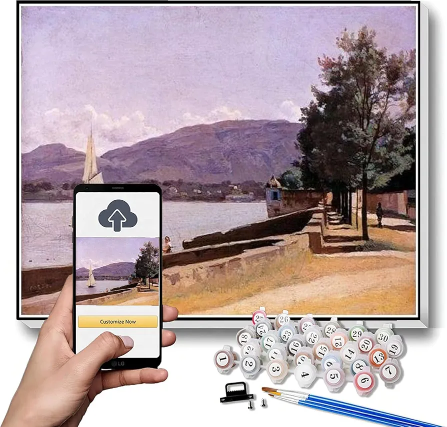 Paint by Numbers Kits for Adults and Kids The Quai Des Paquis Geneva Painting by Camille Corot Arts Craft for Home Wall Decor