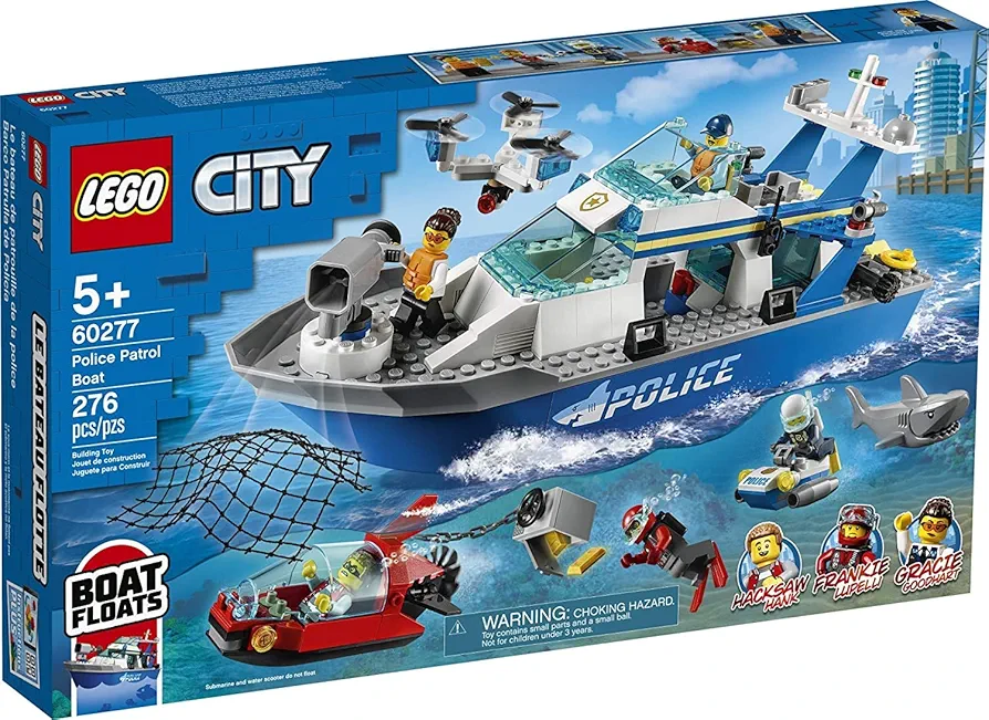 LEGO City Police Patrol Boat 60277 Building Kit; Cool Police Toy for Kids, New 2021 (276 Pieces)