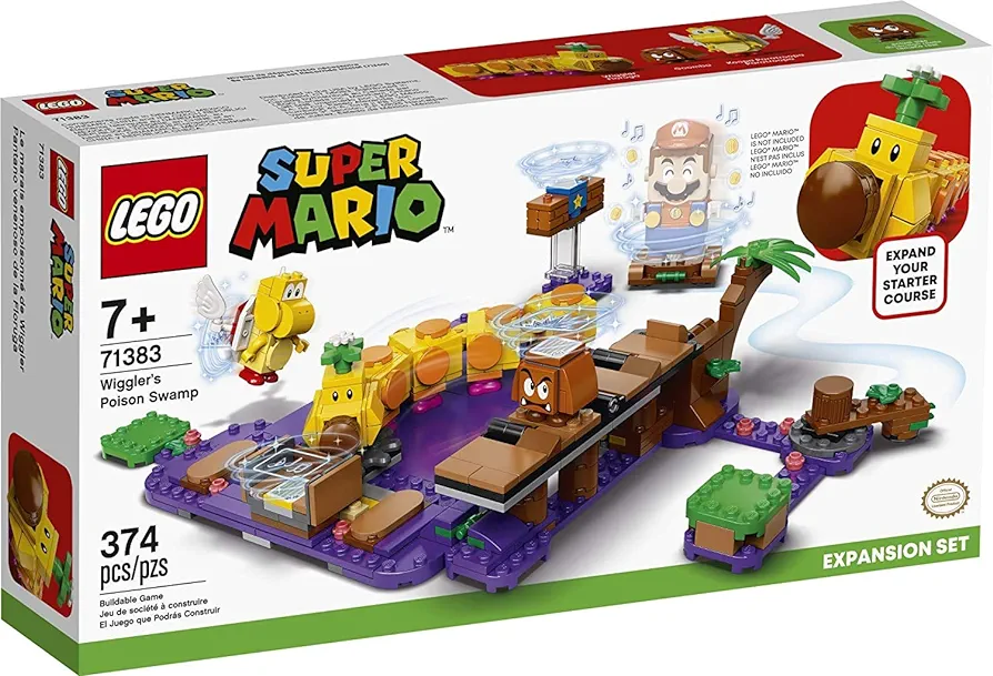 LEGO Super Mario Wiggler’s Poison Swamp Expansion Set 71383 Building Kit; Unique Gift Toy Playset for Creative Kids, New 2021 (374 Pieces)