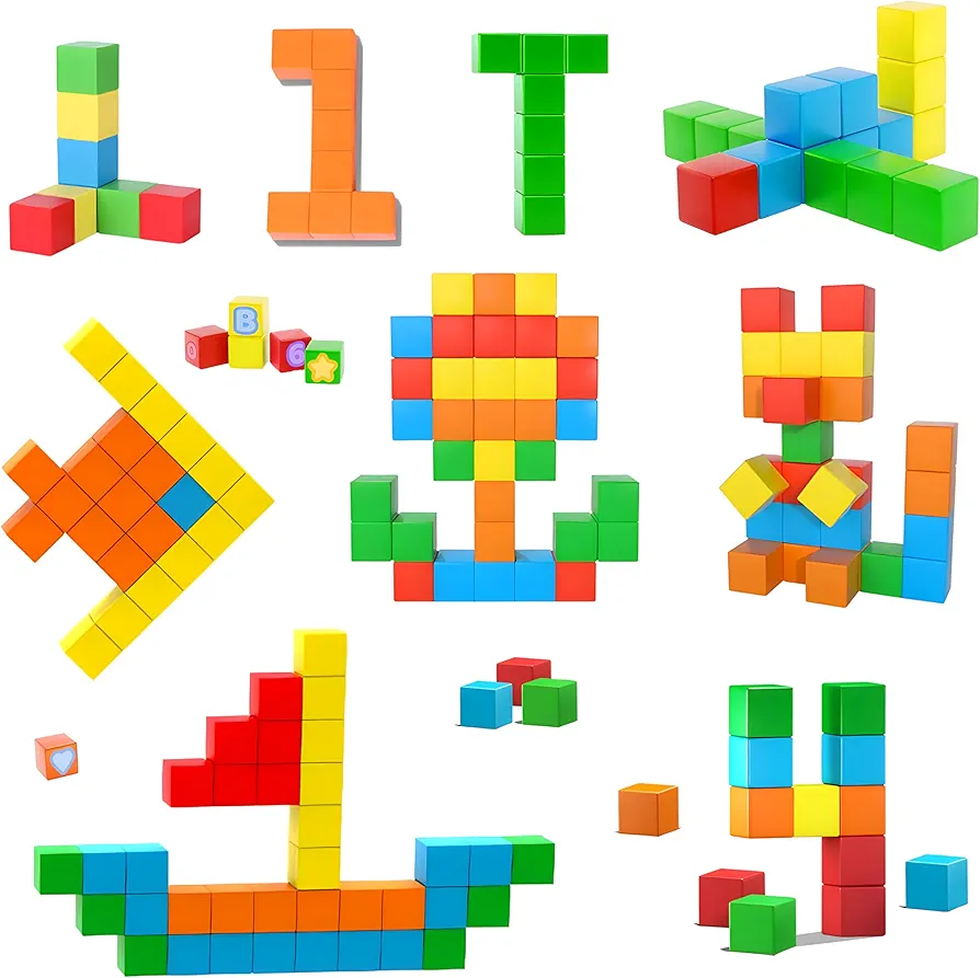 AOMIKS 43 PCS Magnetic Building Blocks STEM Magnetic Toys for Kids 3D Magnetic Blocks Construction Toys for Boys & Girls Ages 3+ Preschool Educational Puzzle Blocks Birthday Gift