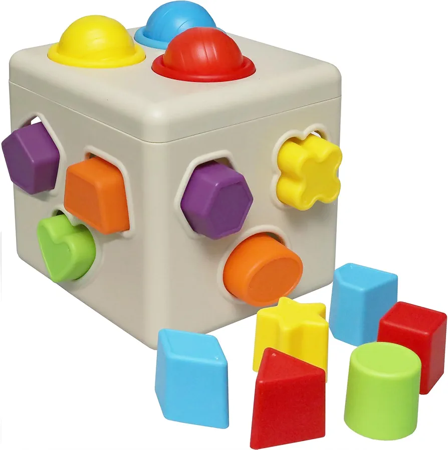 Kiddie Play Shape Sorter Learning Toys for Toddlers 1+ 16 pcs | Kids Plastic Blocks Shape Sorting Cube