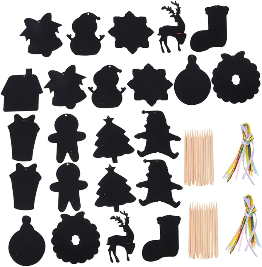 Amosfun 1 Set Decor Toys Scratching Playthings DIY Crafts Christmas Party Supplies Xmas Scratch Off Cards Festival Scratch Cards Christmas Scratch Picture Student Paper Graffiti Suite