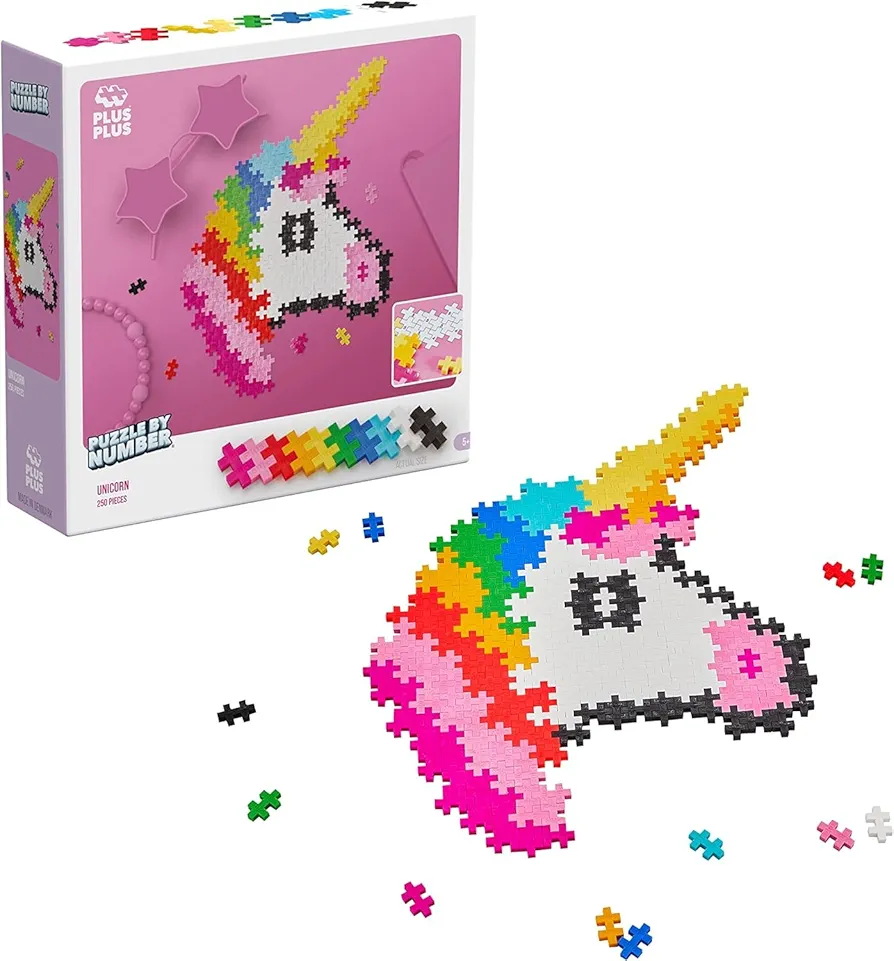 PLUS PLUS - Puzzle by Number Unicorn of 250 Pieces - Building Set - PP3929