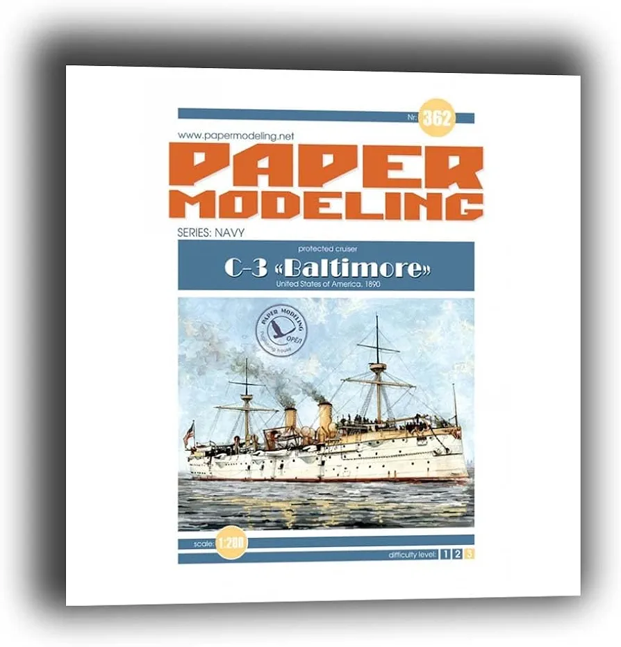 Orel 362 1/200 Protected Cruiser C-3 Baltimore United States of America 1890 Series: Navy Paper Model Kit