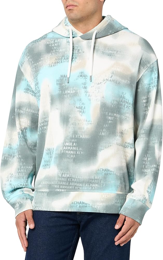 Armani Exchange Men's Hooded Camo Jacquard Pullover Sweatshirt