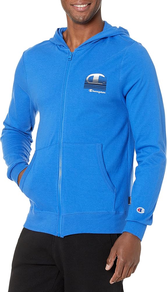 Champion Men's Middleweight Jersey Full Zip Hoodie, Left Chest C