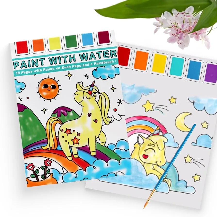 Paint with Water Coloring Book - Unicorn Watercolor Coloring Books with Brush for Ages 4-8 - Arts and Crafts for Drawing Activity Books Art Supplies