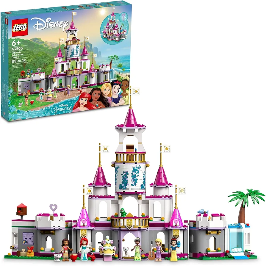 LEGO Disney Princess Ultimate Adventure Castle Building Toy 43205, Kids Can Build a Toy Disney Castle, Disney Gift Idea for Boys Girls with 5 Disney Princess Mini-Dolls, Ariel, Rapunzel and Snow White