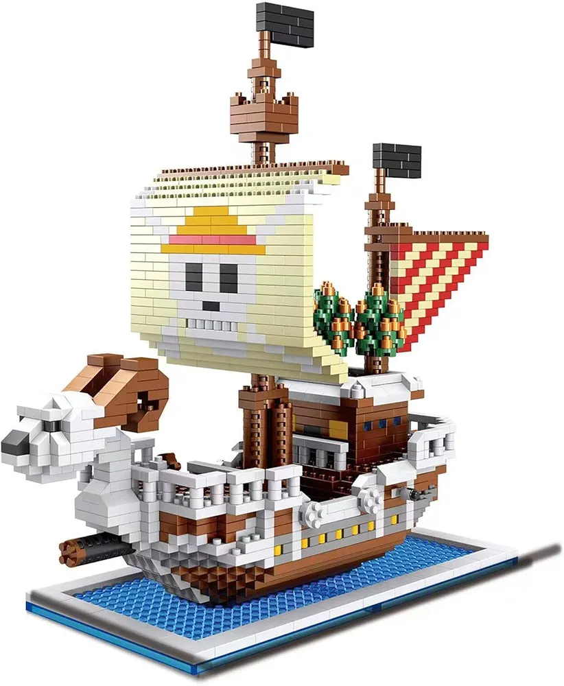 Anime Building Blocks Pirate Boat Micro Bricks Boat Creative Thinking DIY 3D Model Battleship Toy Kit for Adults Teens Fans Gifts Souvenir 1520pcs (Merry)