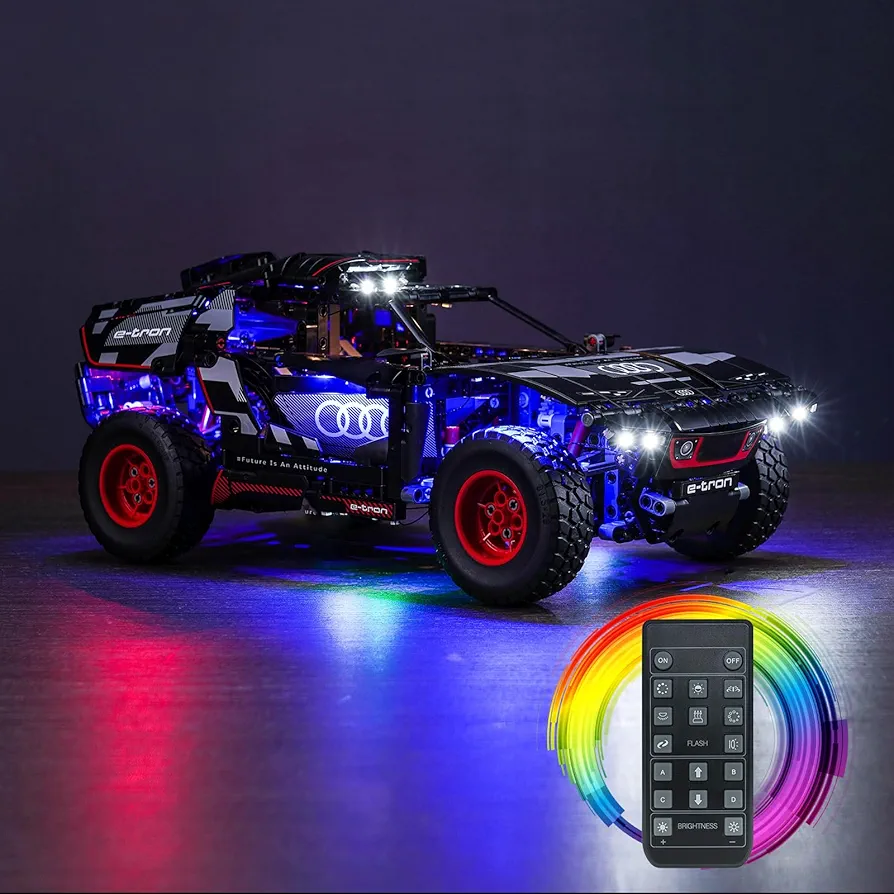 BrickBling LED Light for Lego Technic Audi RS Q e-tron 42160 Toy Car Building Set, Remote Control Version Lighting Kit for Lego Audi RS Q e-tron (No Model)