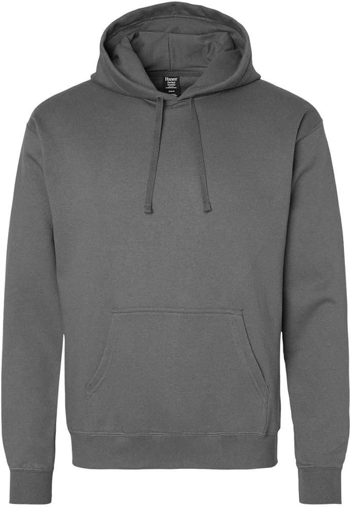 Hanes Mens Perfect Fleece Hooded Sweatshirt, 2XL, Smoke Grey