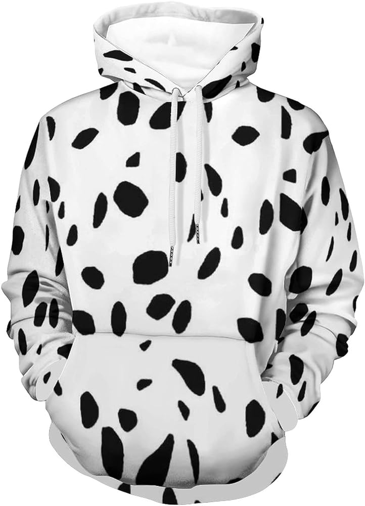 Dalmatian Print Unisex Hoodies Printed Pullover Casual Long Sleeve Hooded Sweatshirt