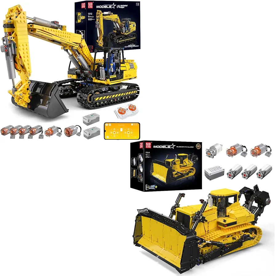 Mould King 13112 RC Excavator Building Set 17049 Bulldozer Building Set for Adults