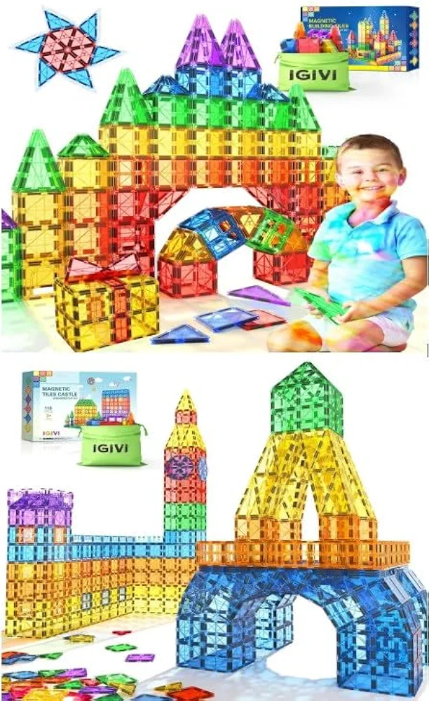 Magnetic Tiles Kids Toys for 3+ Year Old Boys & Girls,STEM Construction Toys for Toddlers, Birthday for 3 4 5 6 7 8 Year Old Boys and Girls