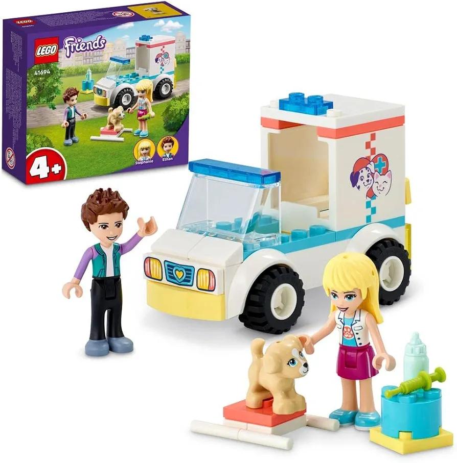 Lego Friends Pet Clinic Ambulance 41694 Building Kit; Birthday Gift for Kids Comes with Children’s Vet Kit; Animal Rescue Toy Playset for Kids Aged 4 and up (54 Pieces)