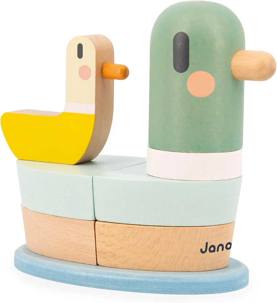 Janod SWEET COCOON Duck-7x FSC Wood Stackable Pieces-Early-Learning Game-Develops Fine Motor Skills-12 Months +, J04059, Multicolor