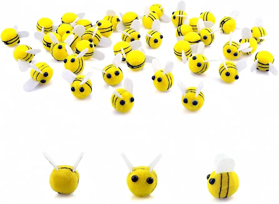 SaktopDeco 40 PCS Wool Felt Bees Felt for Crafts Mini Bee Plush Decor for Baby Shower Decorations Clothing Hat DIY Crafts