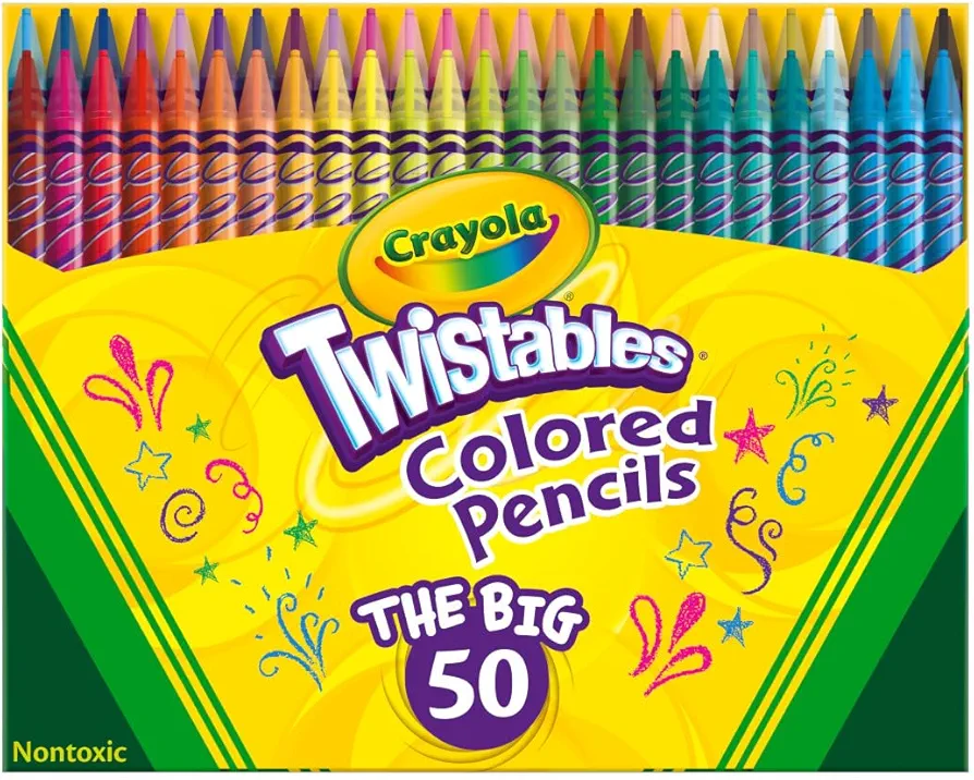 Crayola Twistables Colored Pencil Set (50ct), No Sharpen Colored Pencils For Kids, Kids Art Supplies for Back to School, 4+ [Amazon Exclusive]