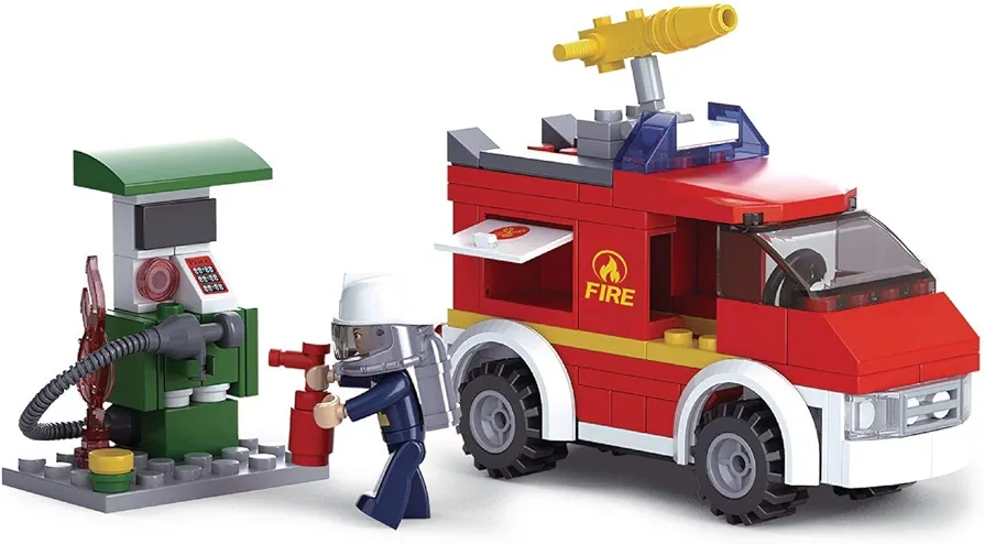 SlubanKids Creative Building Blocks Set | Imaginative Indoor Games Toys for Kids | Mega Fire Set, Bucket Truck, Water Tender, and More (Fire Truck Set)