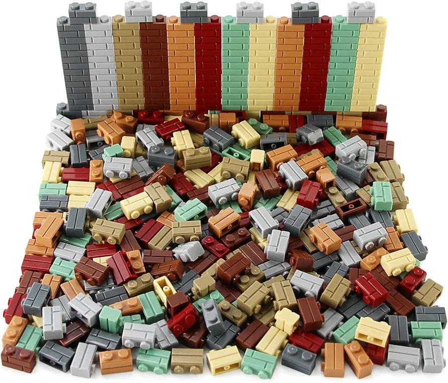 Feleph 360 Pieces 1x2 Masonry Profile Bricks Set Multicolored MOC Building Blocks for Wall Parts and Pieces Diverse Bulk Toy Kit Compatible with Major Brands