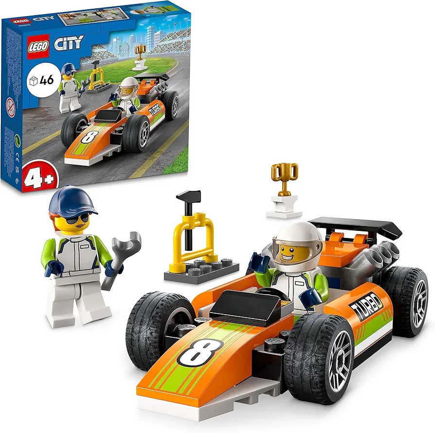 LEGO 60322 City Great Vehicles The Racing Car, Creative Toys Formula 1 Style for Kids +4 Years, with Minifigures