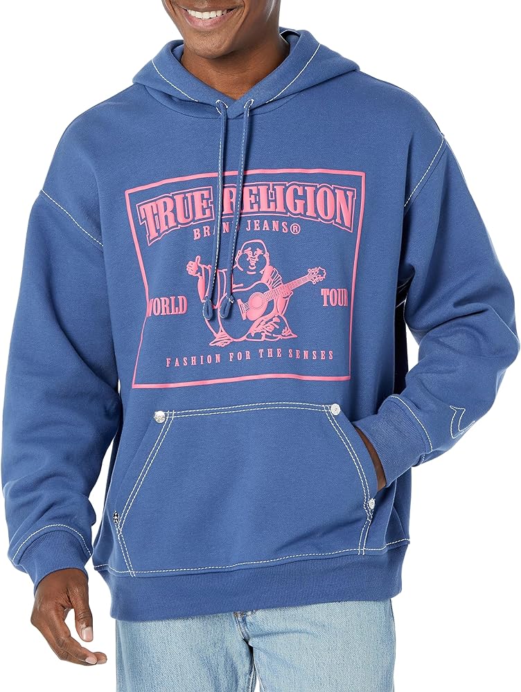 True Religion Men's Relaxed Big T Pullover Hoodie