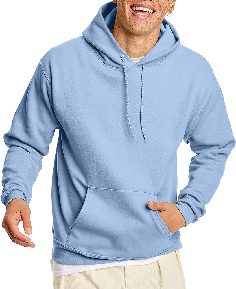 Hanes Mens ComfortBlend EcoSmart Pullover Hoodie Sweatshirt Light Blue