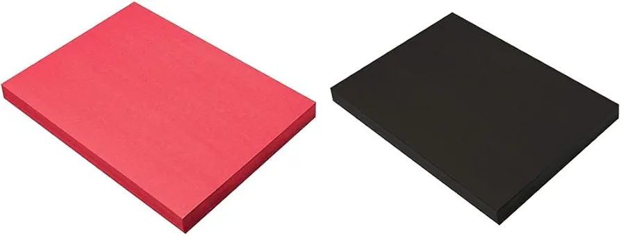 Prang Construction Paper Bundle, Holiday Red & Black, 9" x 12", 100 Sheets Each