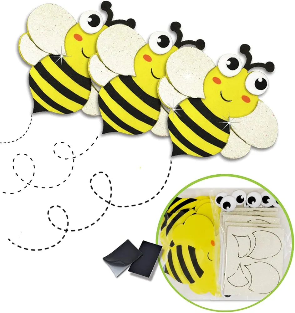 Bee Stickers - Bees for Crafts 12 Bumble Bee Craft Sticker Activity Spring Craft Kits for Kids Summer Activities for Kids Bug Stickers for Kids Bumble Bees for Crafts Spring Foam Stickers Bee Magnets