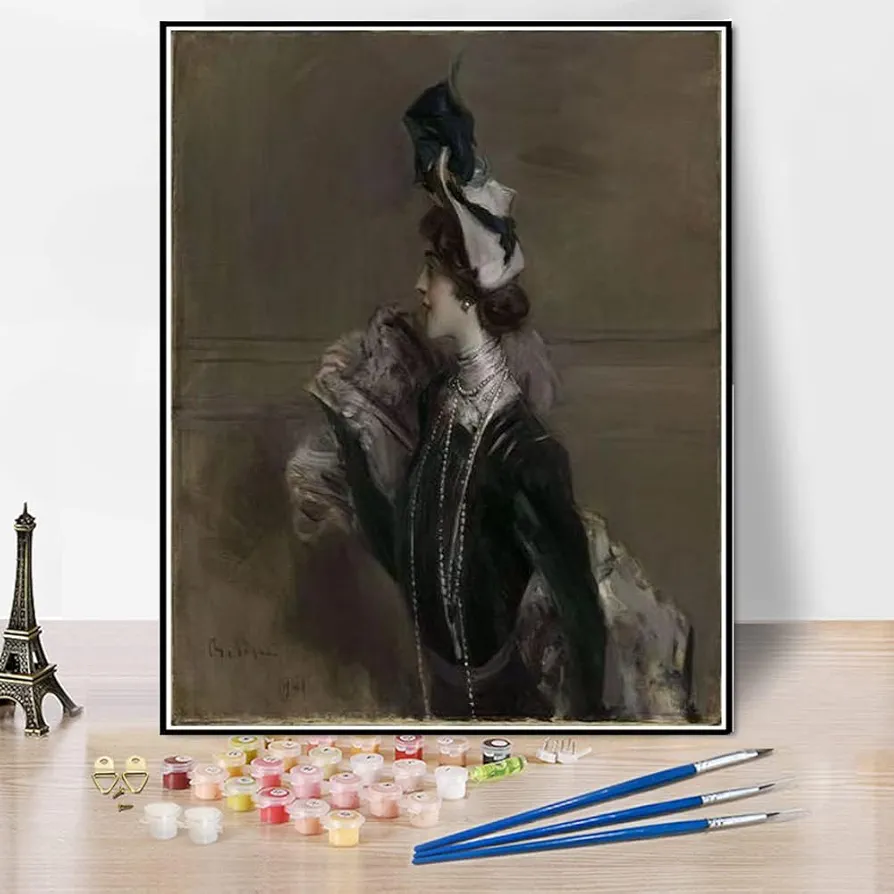 Paint by Numbers for Adult Kits Portrait of Mme Lina Cavalieri Painting by Giovanni Boldini Arts Craft for Home Wall Decor