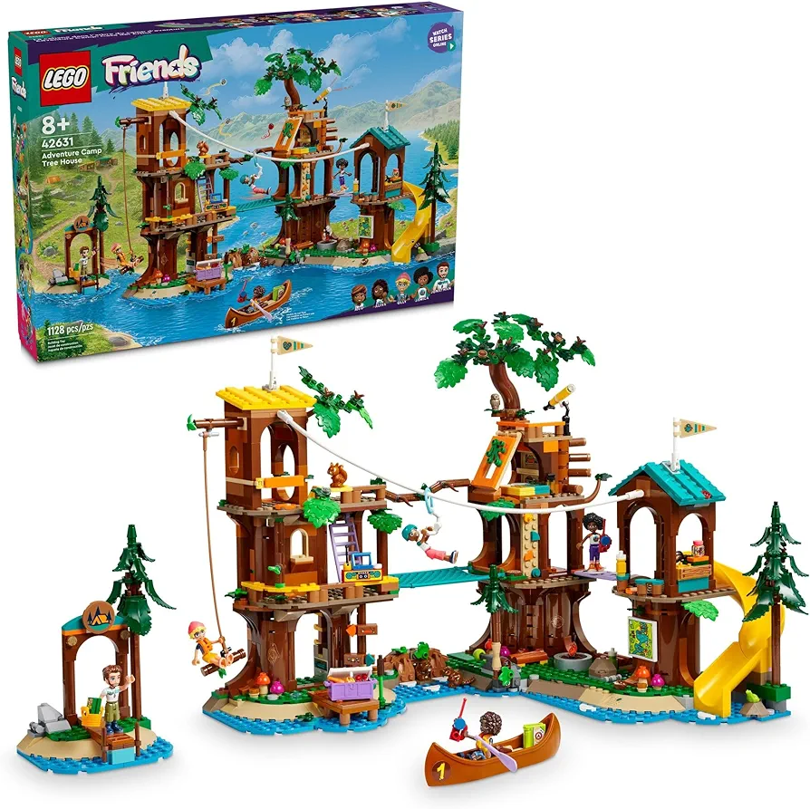 LEGO Friends Adventure Camp Tree House Toy with Doll Accessories, Outdoor Toy Playset for Kids with 5 Mini Dolls and 5 Animal Figures, Awesome Summer Gift for Girls and Boys Ages 8 and Up, 42631