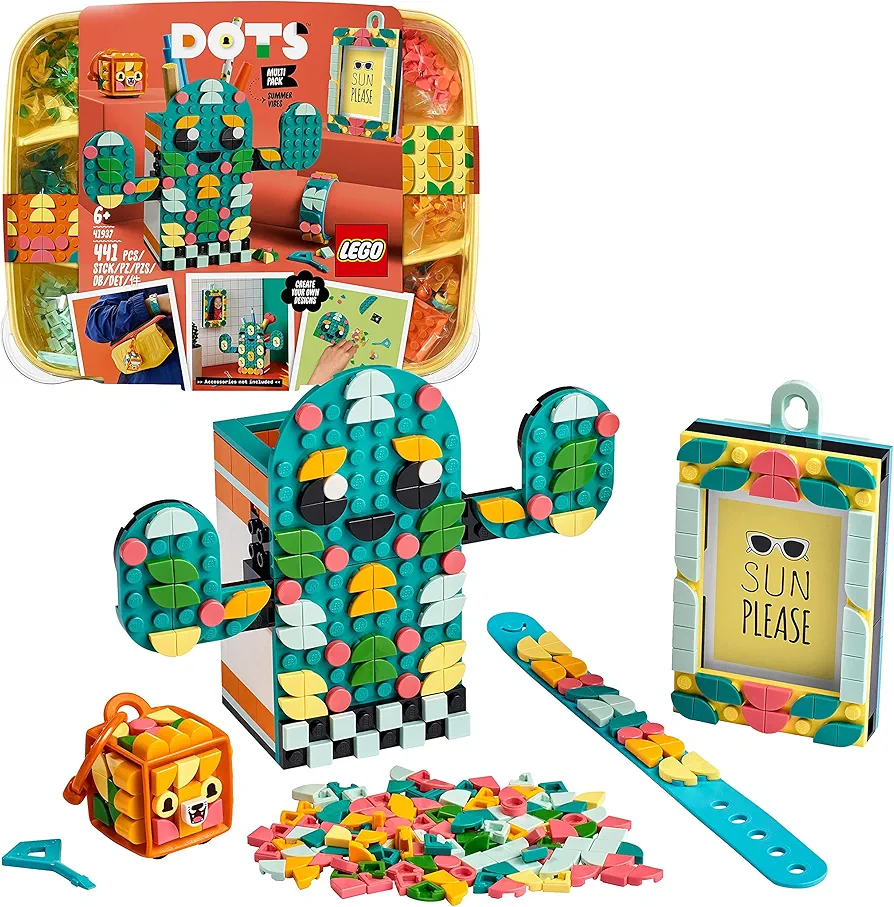 LEGO 41937 Dots Creative Set, Summer Fun Craft Set for Children, Set for Making Bracelets, Nursery Decoration or Bag Pendant