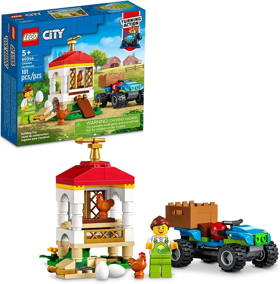 LEGO CITY Chicken Henhouse 60344 Building Farm Toy Set for Kids, Boys, and Girls Ages 5+ (101 Pieces)