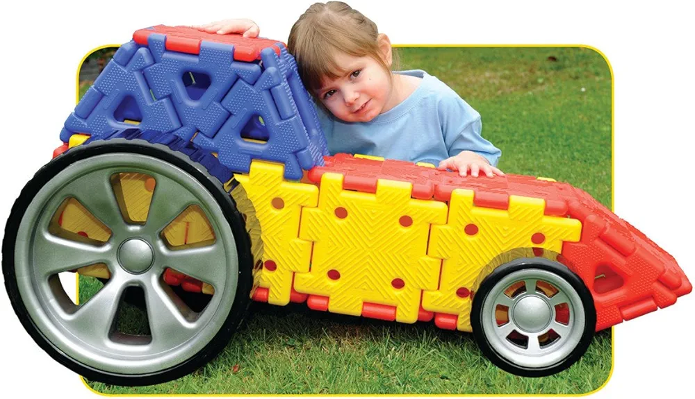 Polydron Kids Giant Vehicle Builder Set Educational Construction Toy - Multicolored - Children Development Building Kit - 2+ Years - 32 Pieces