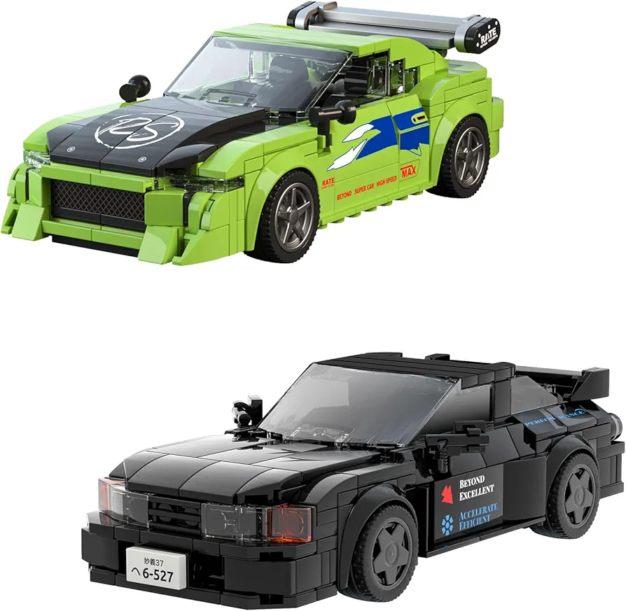 Mould King Initial D Car and Eclipsecross JDM Car with Display Cases,MK27033 & MK27014 2 pack JDM Car Building Kits for Adults and Kids age 8+