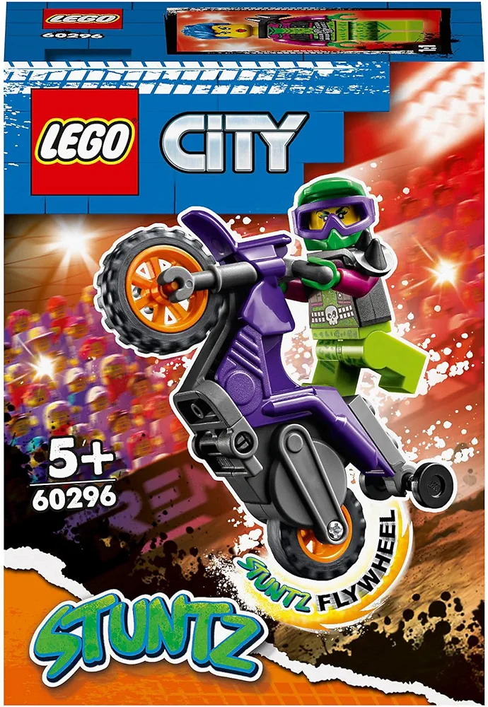 LEGO® City Wheelie Stunt Bike 60296 Building Kit; Fun, Cool, Flywheel-Powered Stunt Bike Toy for Kids