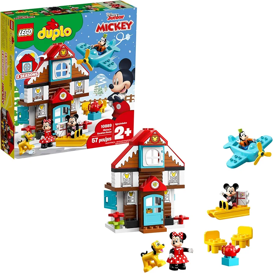 LEGO DUPLO Disney Mickey's Vacation House 10889 Toy House Building Set for Toddlers with Minnie Mouse, Goofy, Pluto and Mickey Mouse Figures (57 Pieces)