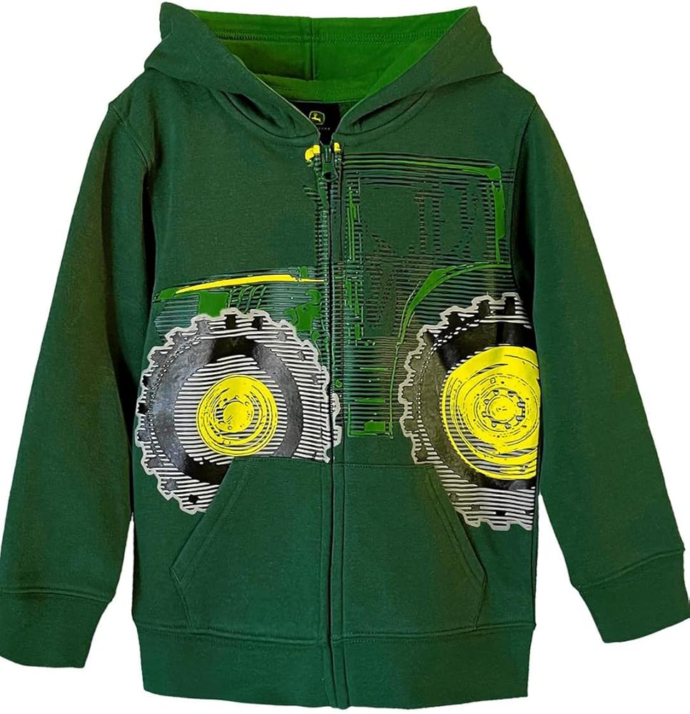 John Deere Green Tractor Zip Hoodie Sweatshirt Sizes 4 5 6 7