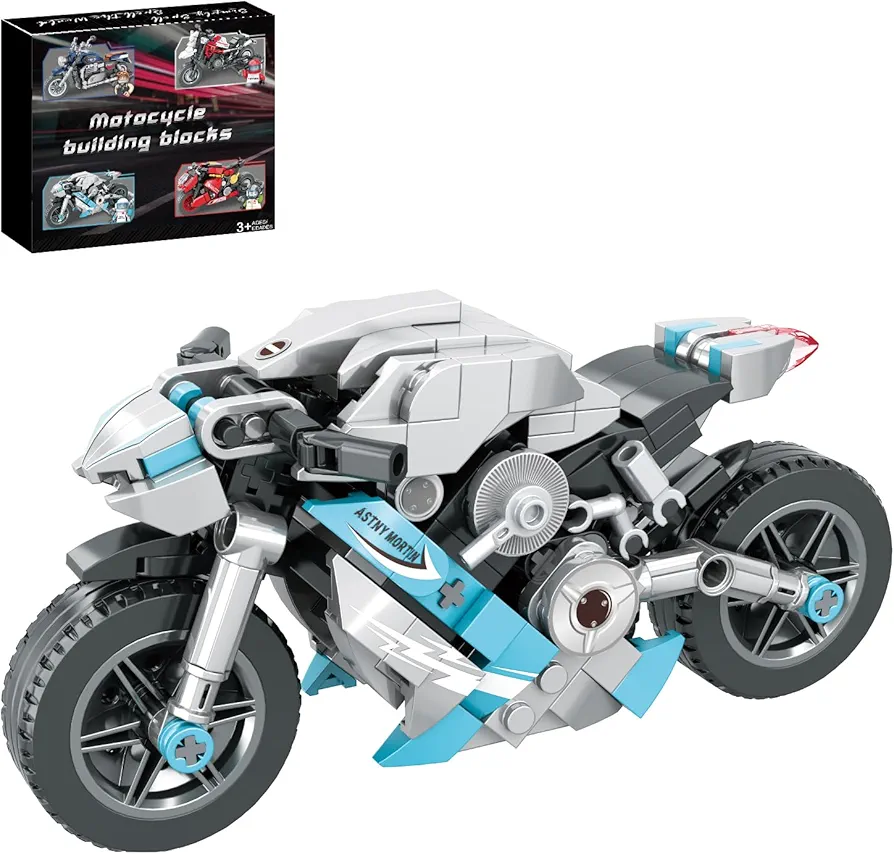 Motorcycle Toy Building Block Set Collectible Motorcycle Display Model, 301PCS Motorbike Toy Collection Brick Kit for Kids Boys Adults Ages 6+ 88009