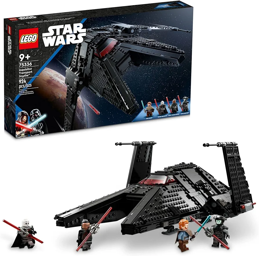 LEGO Star Wars Inquisitor Transport Scythe 75336 Buildable Toy Starship, Obi-Wan Kenobi Set, Ben Kenobi Minifigure with Blue and Double-Bladed Red Lightsabers