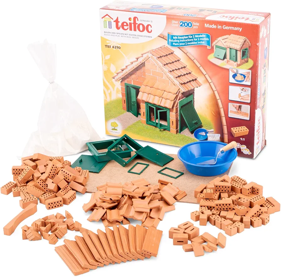 Teifoc House Tile Roof Brick Construction Set, 207 Building Blocks, Erector Set and STEM Building Toy